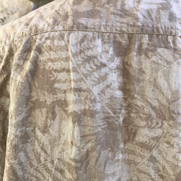 Eddie Bauer Leaf Print Button Down Cotton Short Sleeve Shirt Men's Size TL - Picture 5 of 7